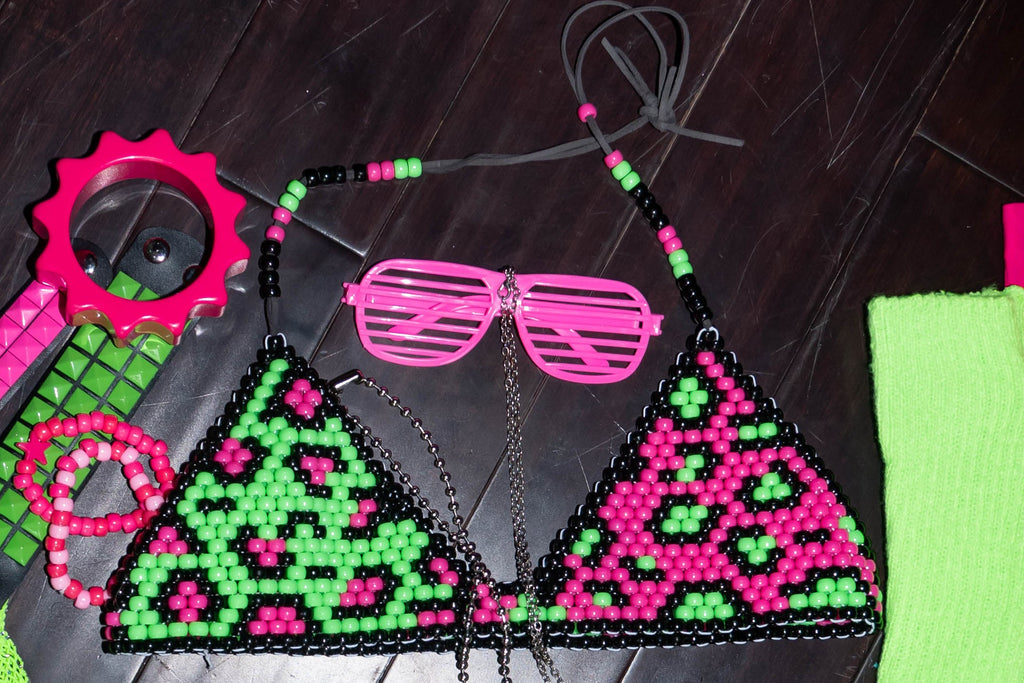 KANDi pink & green duo color bikini