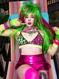 KANDi pink & green duo color bikini